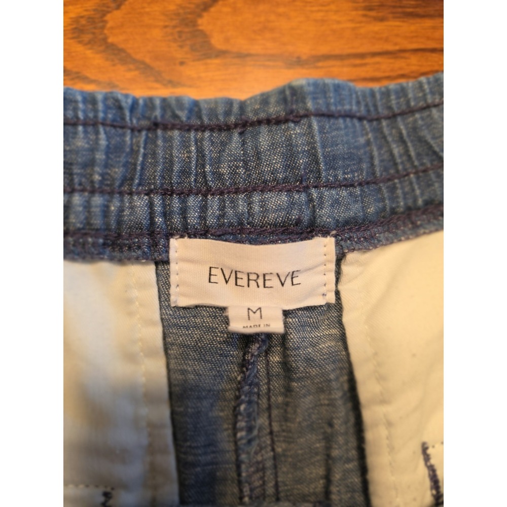 Evereve Cadet Elodie Shorts Womens Medium Chambray‎ Fade Linen Blend Pull-On - Picture 2 of 8